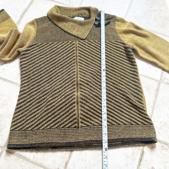 Variations Striped Mustard Yellow & Black Sweater Size X-Large Fall Cotton-blend - Picture 8 of 10